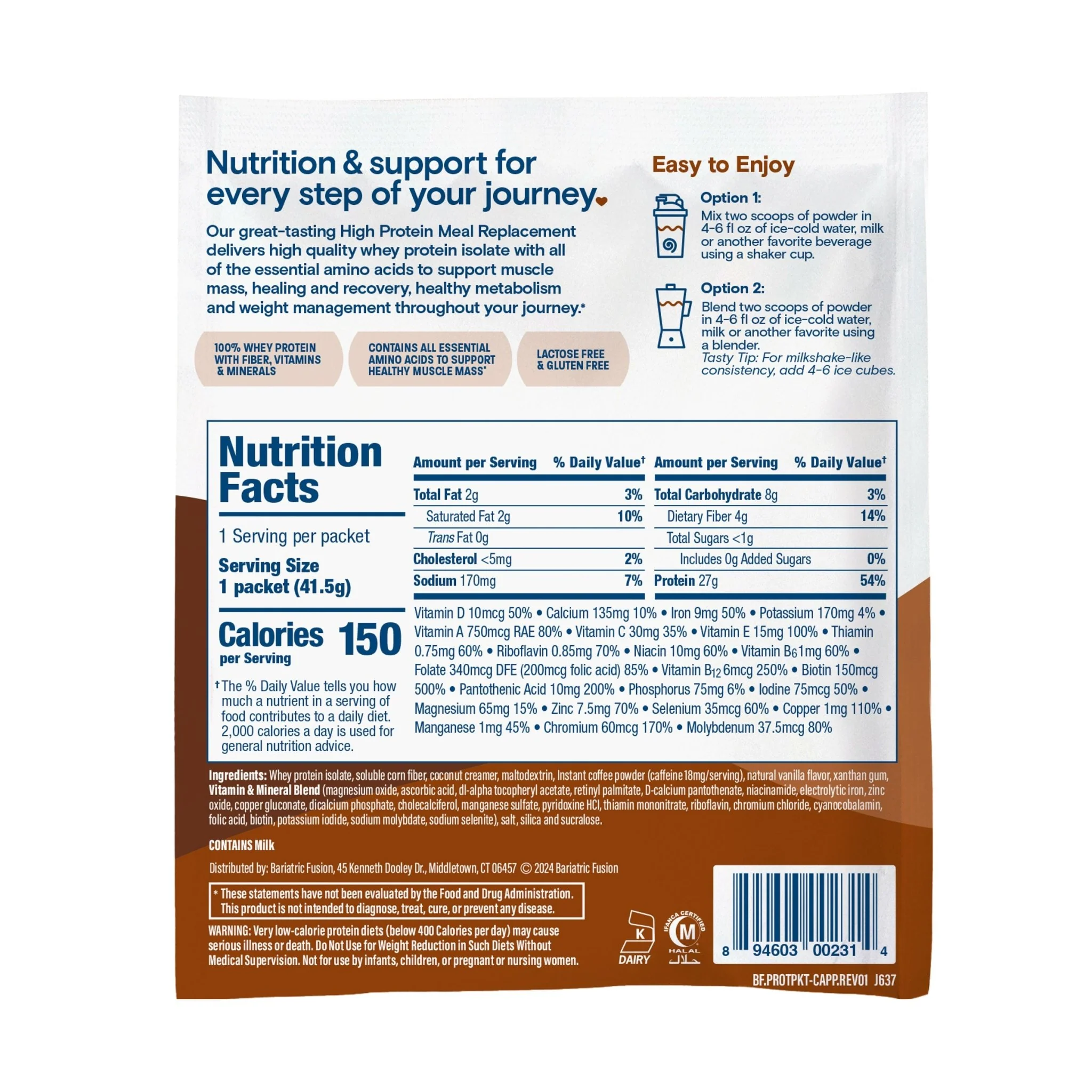 Cappuccino High Protein Meal Replacement - Single Serve Packet - Image 3