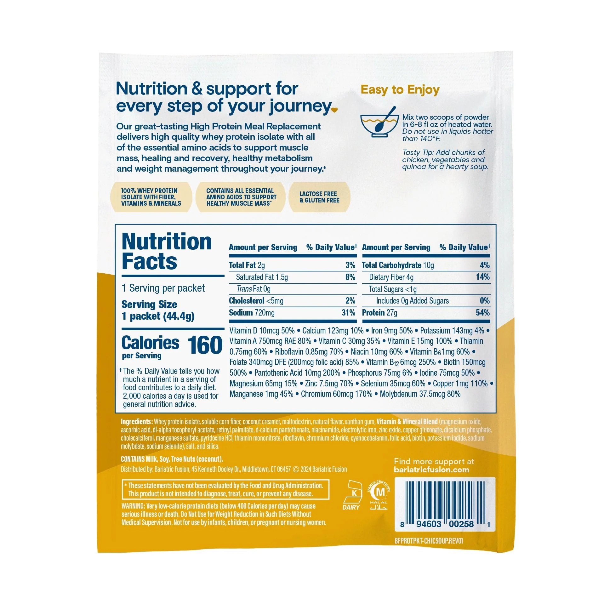 Chicken Soup High Protein Meal Replacement - Single Serve Packet - Image 3