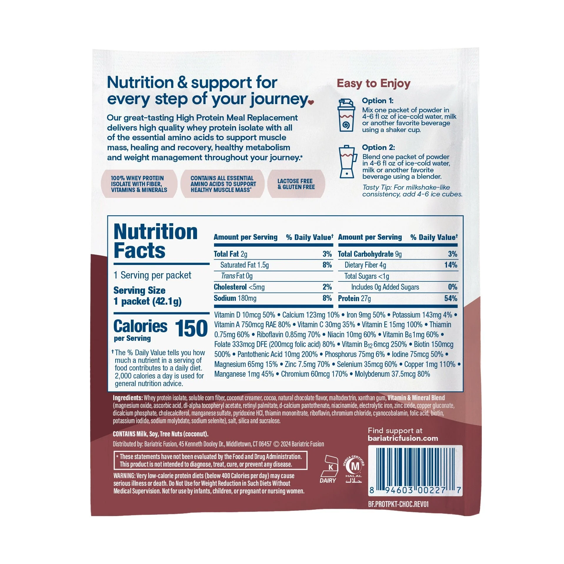Chocolate High Protein Meal Replacement - Single Serve Packet - Image 3