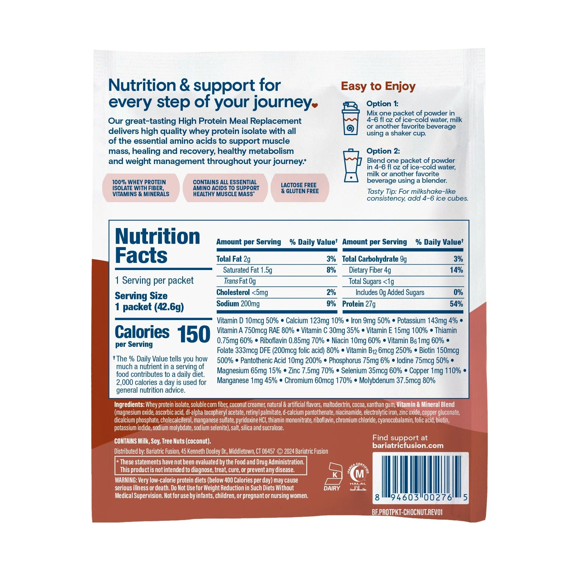 Chocolate Peanut Butter High Protein Meal Replacement - Single Serve Packet - Image 3