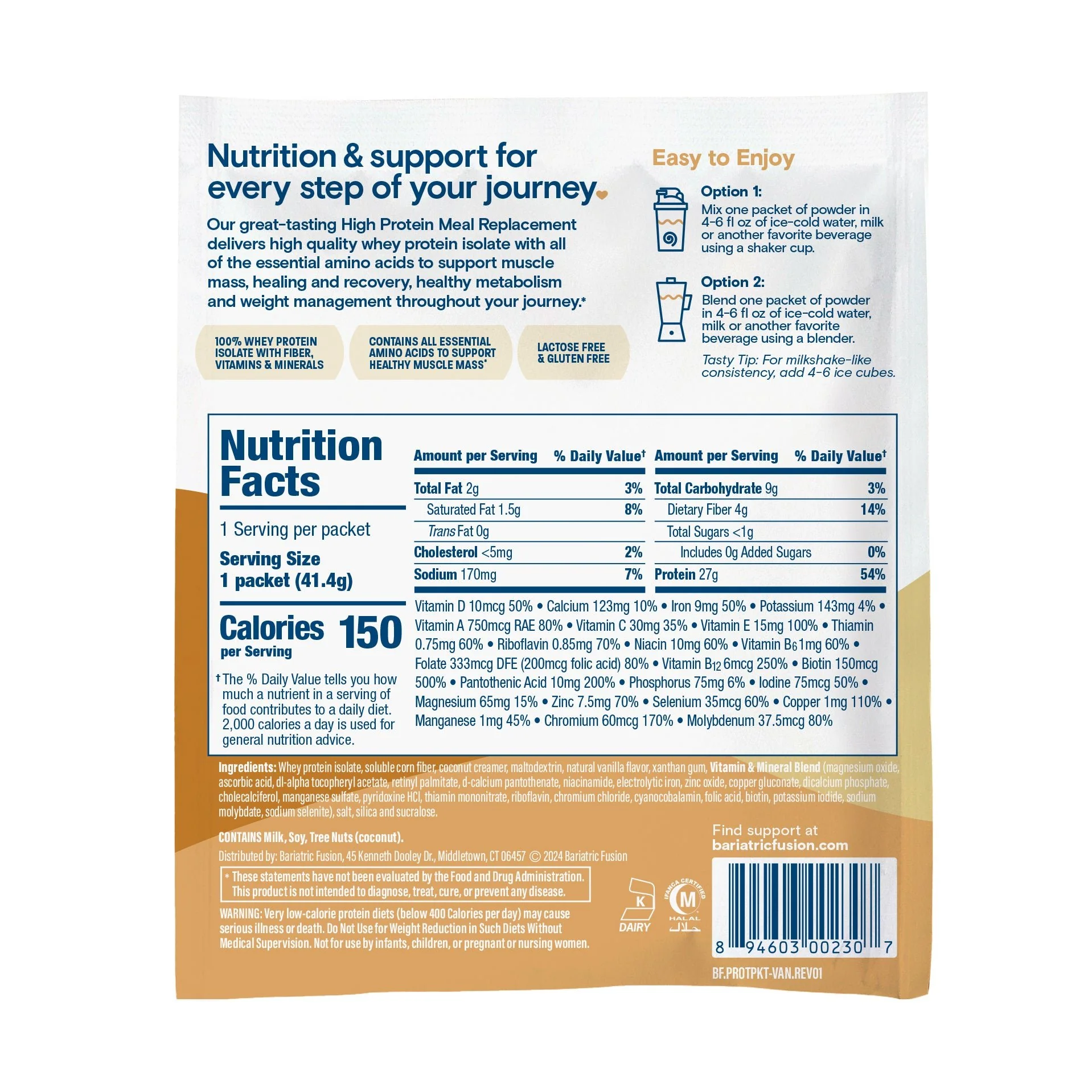 Vanilla High Protein Meal Replacement - Single Serve Packet - Image 3