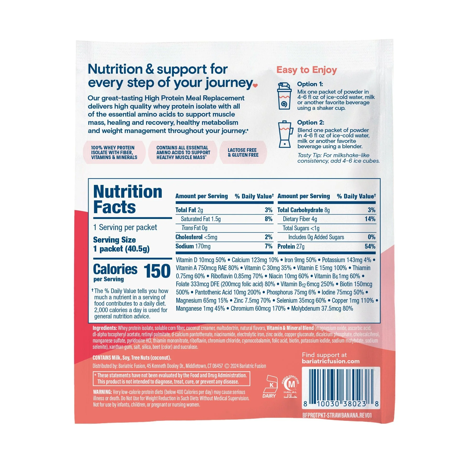 Strawberry Banana High Protein Meal Replacement - Single Serve Packet - Image 3