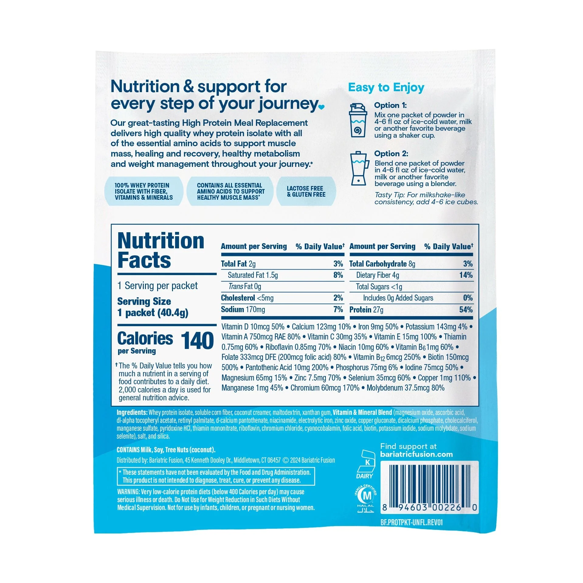 Unflavored High Protein Meal Replacement - Single Serve Packet - Image 3