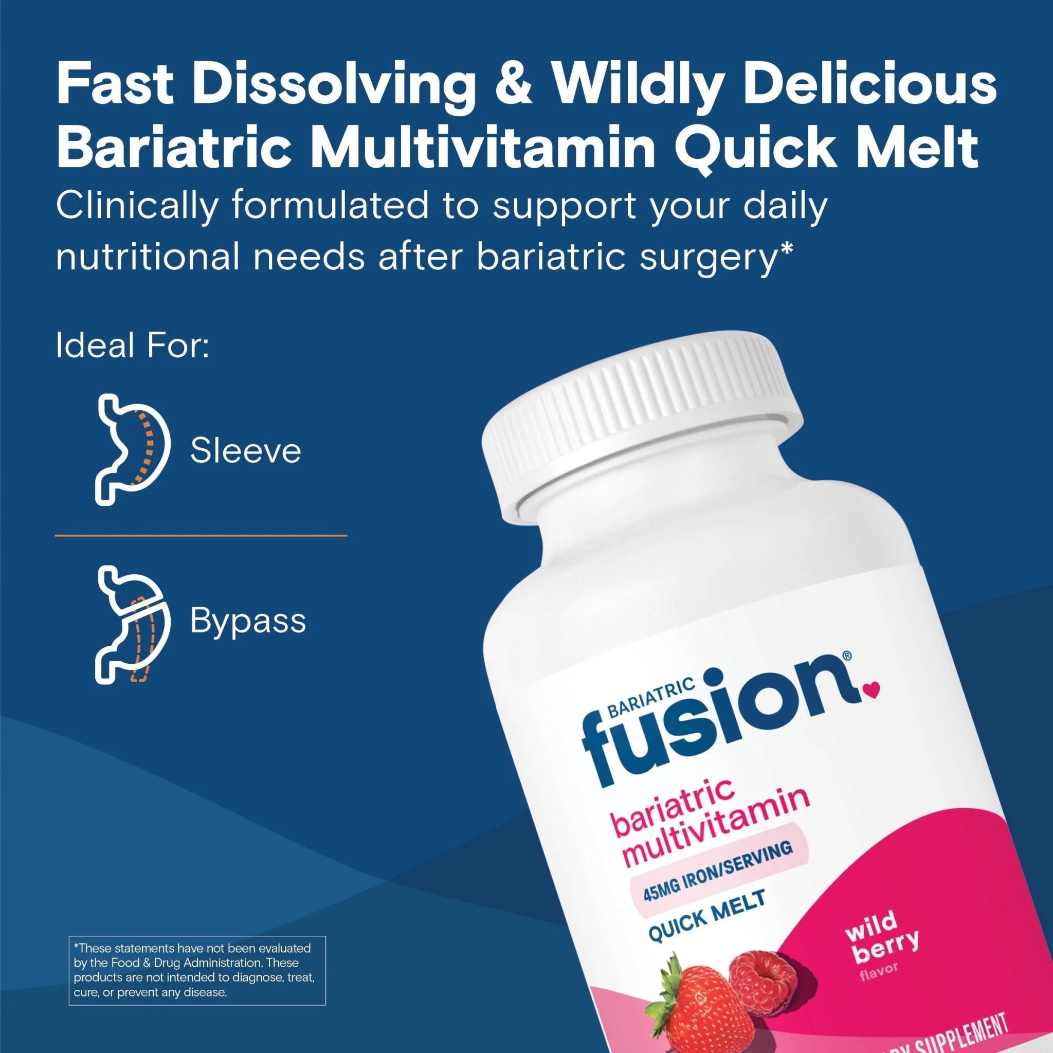 Wild Berry Bariatric Multivitamin with 45mg Iron Quick Melt - Image 3