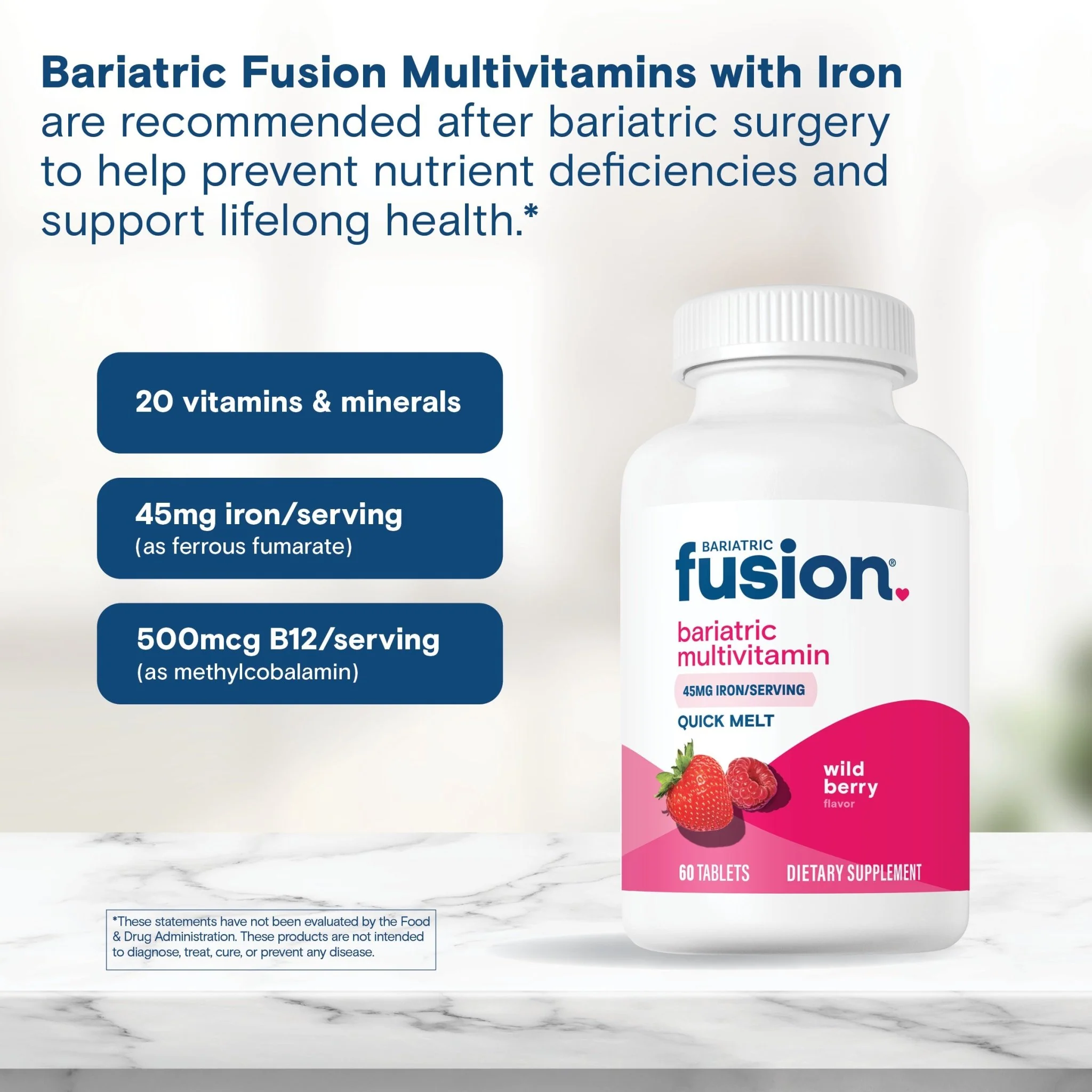 Wild Berry Bariatric Multivitamin with 45mg Iron Quick Melt - Image 4