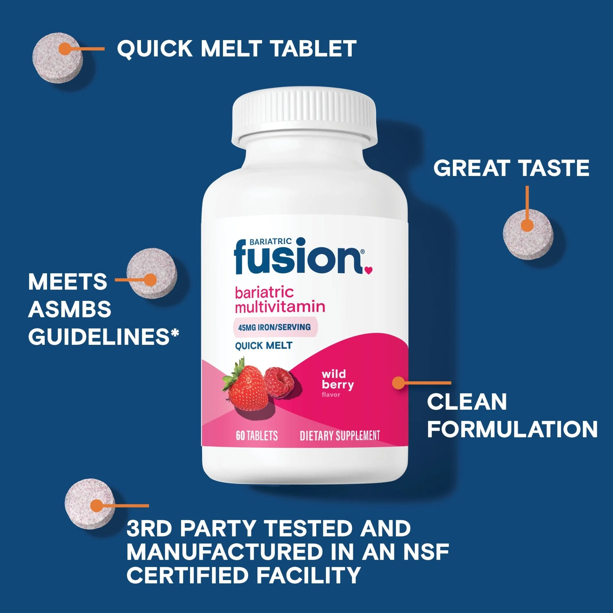 Wild Berry Bariatric Multivitamin with 45mg Iron Quick Melt - Image 5